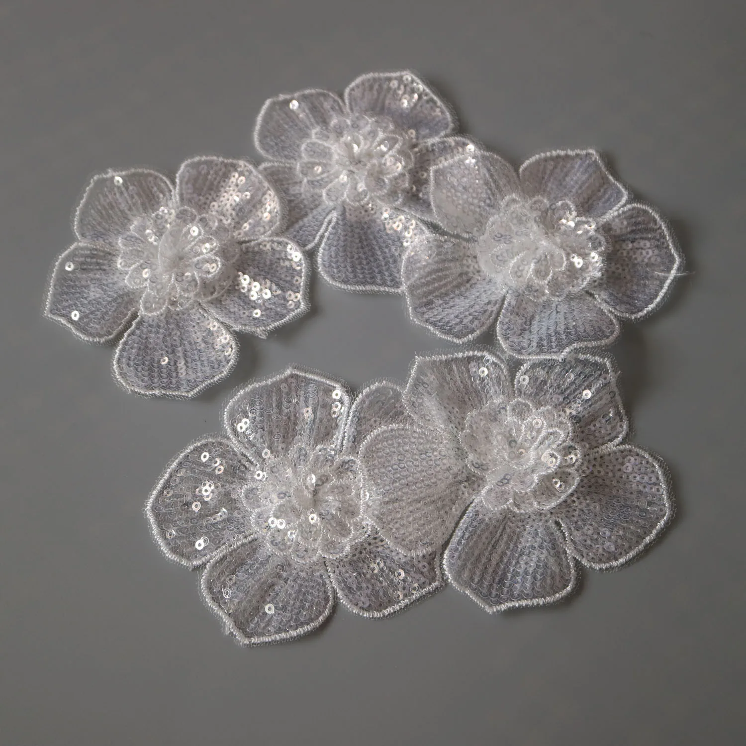 30pcs Small Mixed Flower Patches - Sew-On Lace Appliques For DIY & Crafts