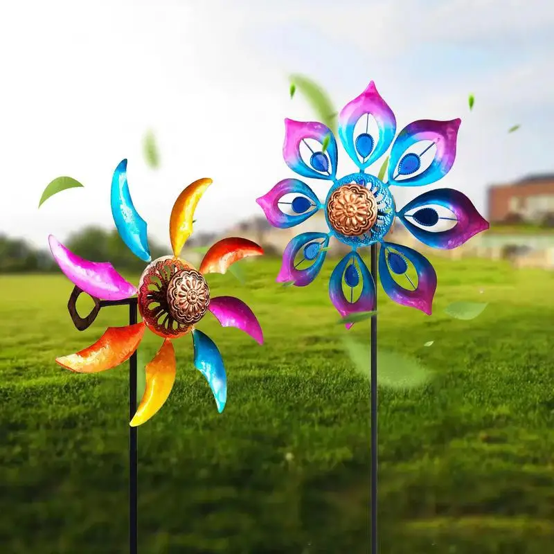 

Colorful Wind Spinner 12.2inch Metal 360 Swivel Large Lawn Pinwheel Decorative Wind Spinners For Garden Party Outdoor Yard Decor