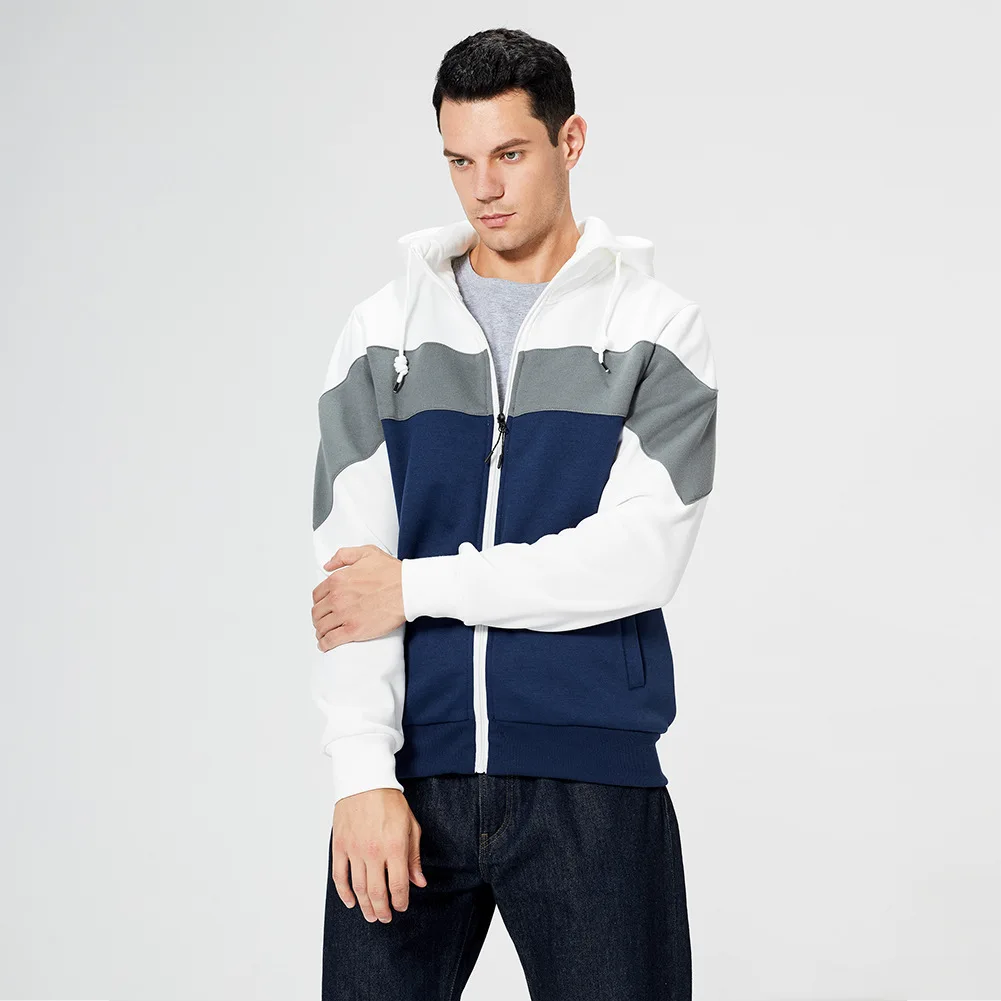 

Men's Zip Up Hoodie Sweatshirt Jacket Color Block Zipper Hooded Casual Daily Sports Fuzzy Slim Fit Hoodies Patchwork Sweatshirts