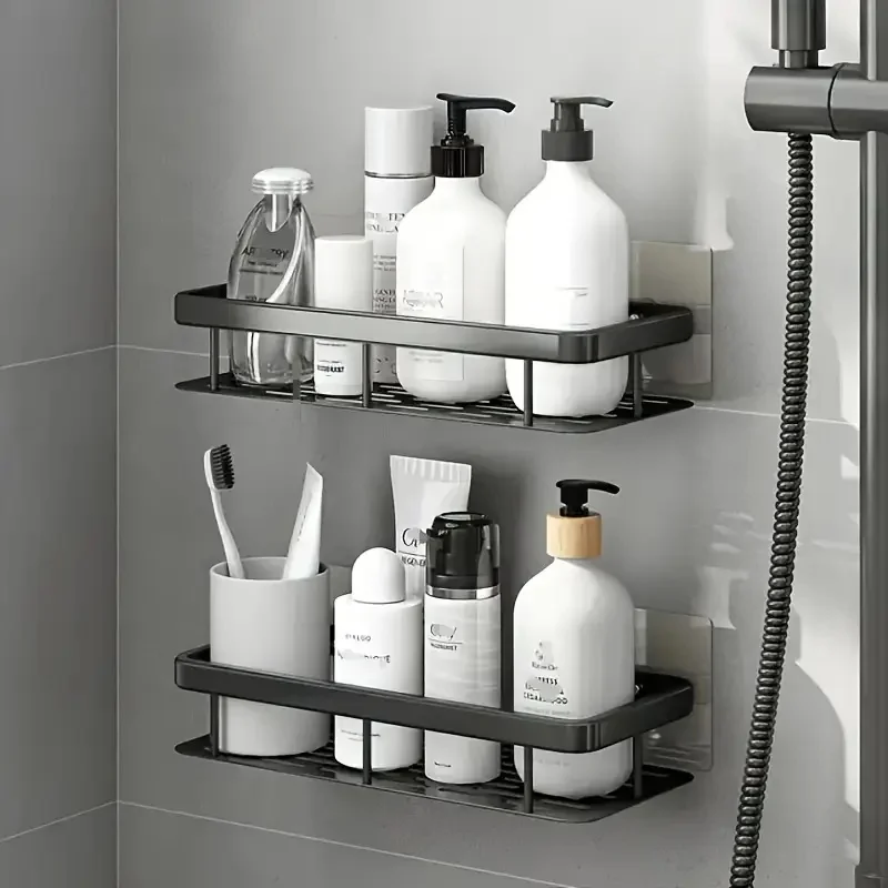 Large Capacity Wall-Mounted Shower Caddy - No-Drill Installation, Space-Saving, Easy to Install, Bathroom Rack Holds Toiletries 6