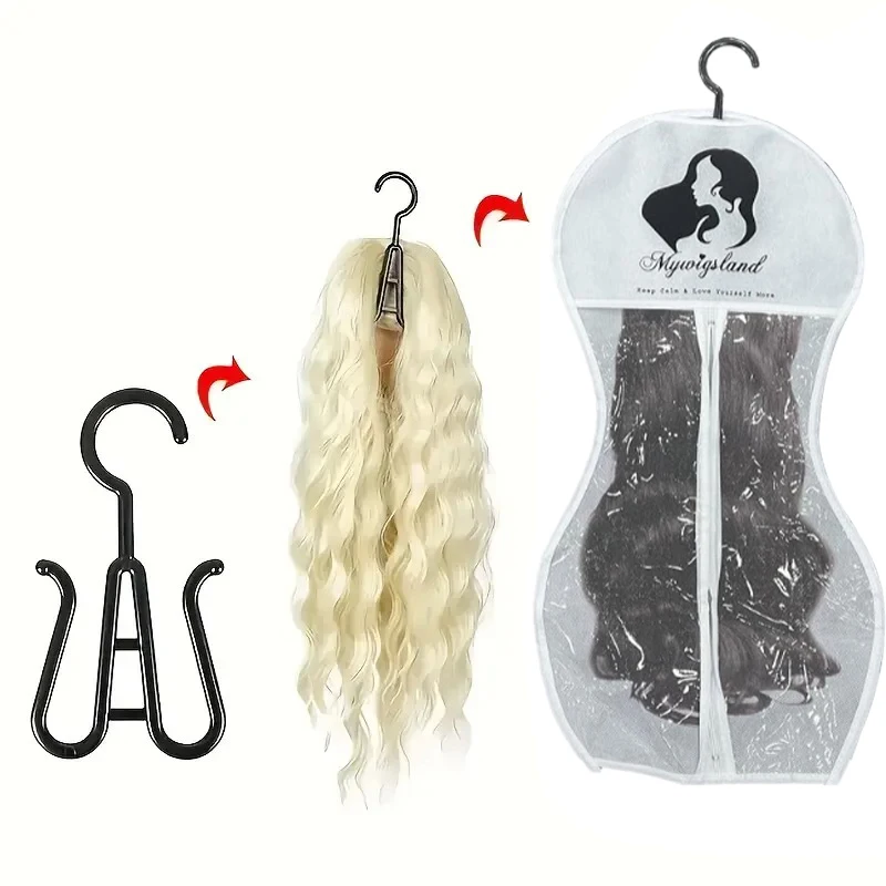Wig Storage Bag With Hanger Dustproof Portable With Zipper Wig Showcase Bag Foldable For Multiple Wigs & Accessories Unisex