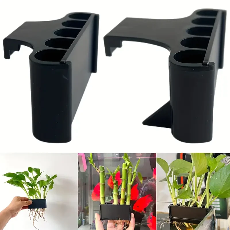 1pc Aquarium Hanging Aquatic Plant Holder Fish Tank Water Planting Plants Fixed Holder Planter Emersed Green Plant Pot With Hole aquarium hose holder aquarium plant tools rack