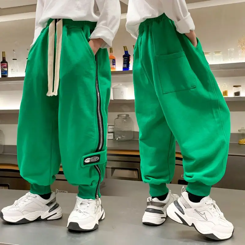 

Spring Autumn Kids Teenage Boys Casual School Sport Pants Fleece Trousers Jogger Pant For Children Loose Sweatpant Boys Clothes