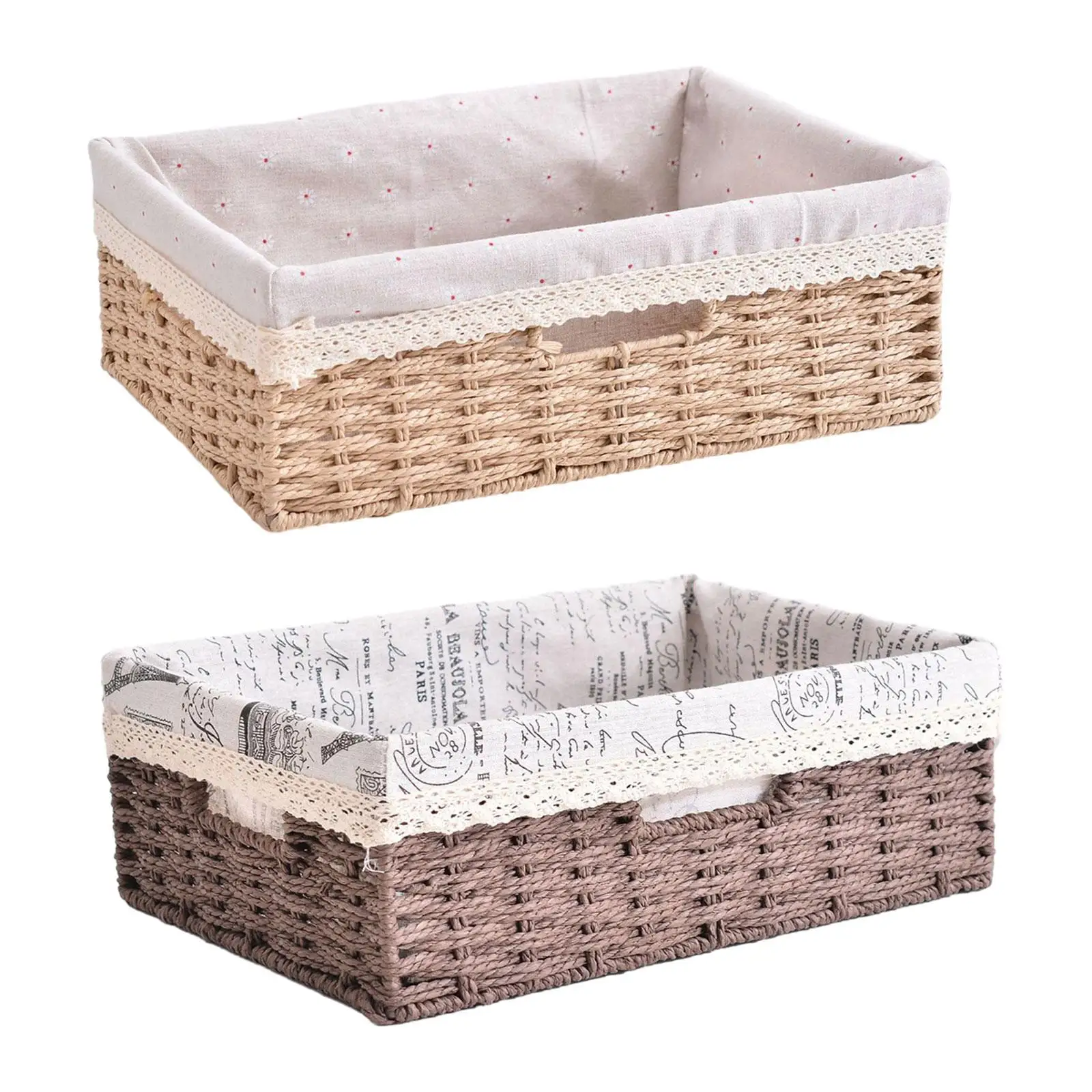 

Корзина ручной работы, прямоугольный контейнер для хранения, Плетеный органайзер для бумаги, корзина для дома, кладовой, гостиной, полки для кухни