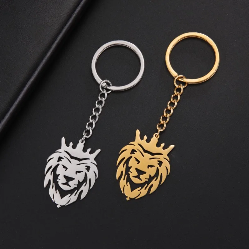 Disney Cartoon The Lion King Portachiavi In Acciaio Ciondolo Testa Di Leone Portachiavi Colore Oro Bel Simbolo Gioielli Animali Regalo Di Natale