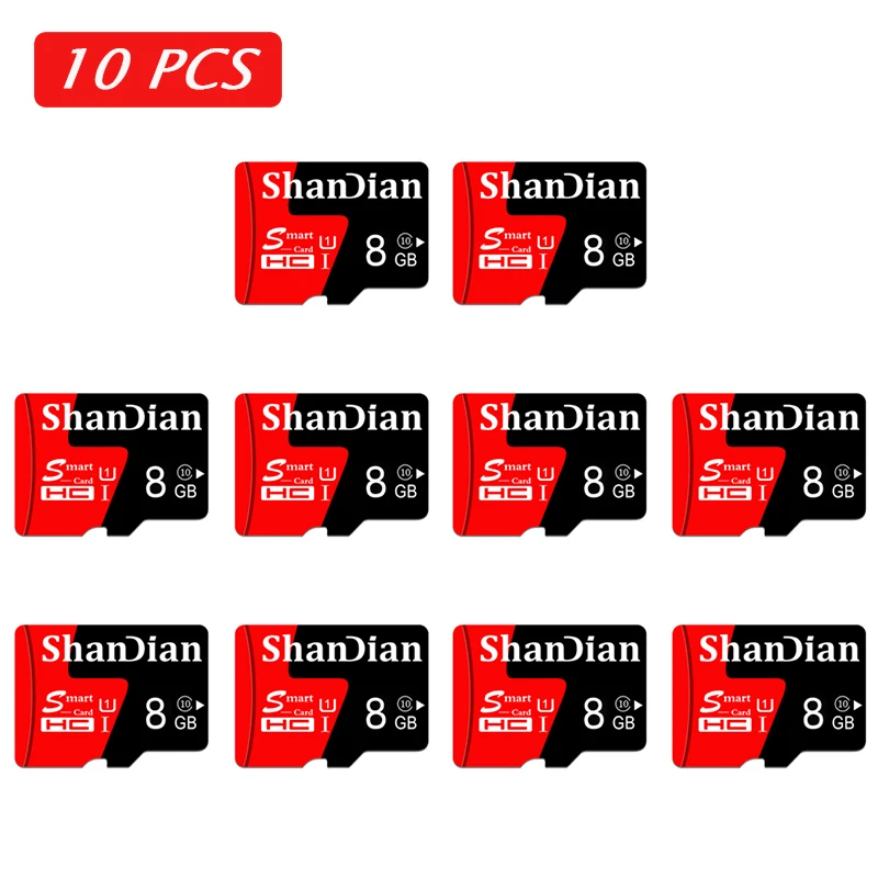 SHANDIAN 10 Pack Smart Mini SD Memory Card  64GB 32GB 16gb with Outer Box Class 10 High Speed Memory Card for Phone and Camera switch memory card Memory Cards