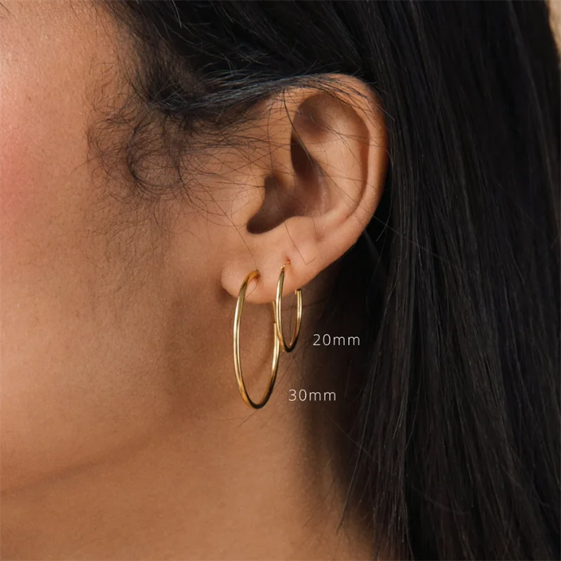 14K Gold Filled Hoops Earrings 7 Size Circle Jewelry Minimalism Brincos Vintage Pendiente Oorbellen Boho Hypoallergenic Earrings 3
