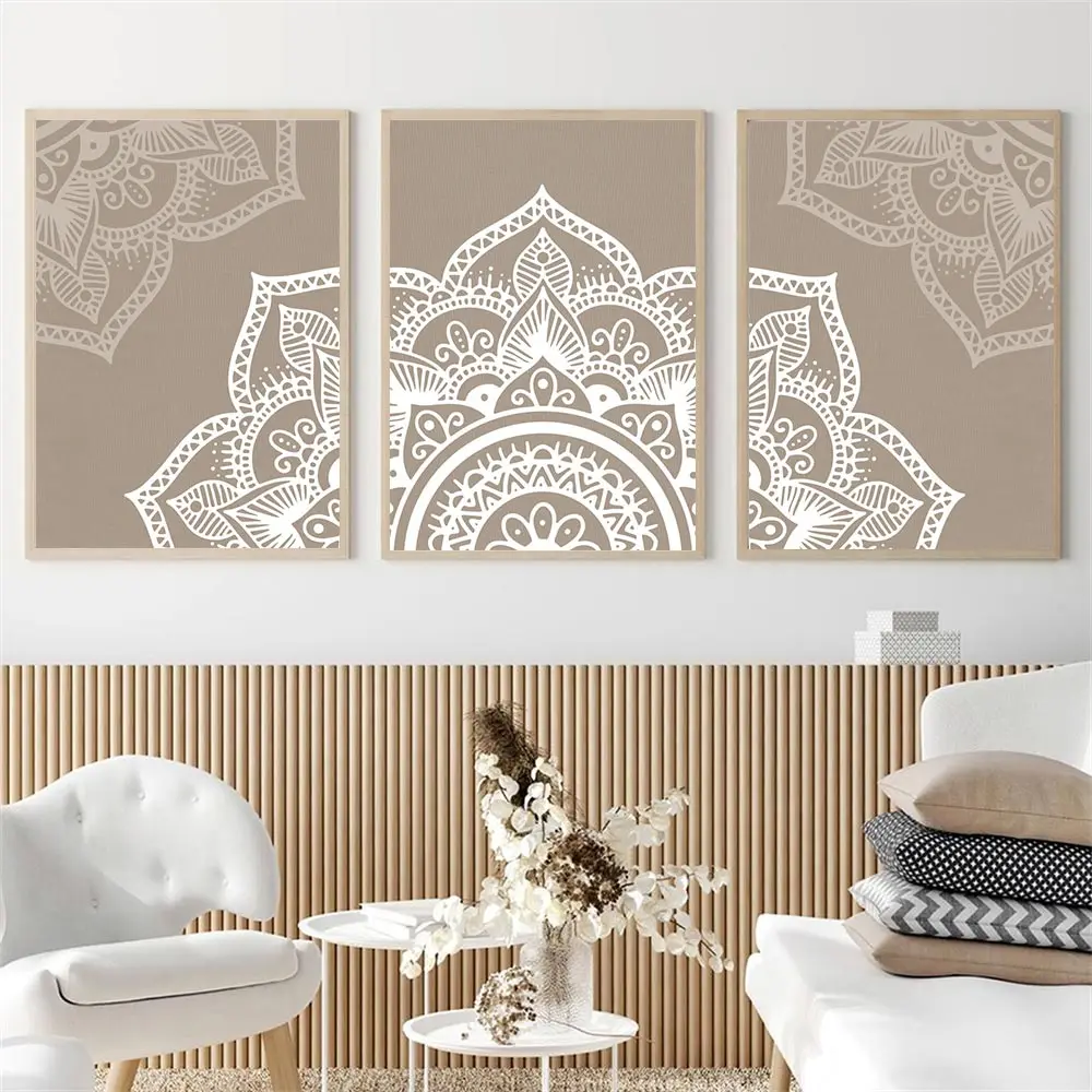 

Islamic Mandala Blooming Muslim Wall Art Poster Beige Canvas Painting Bohemia Prints Yoga Pictures Modern Living Room Home Decor