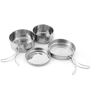 4pcs/set Stainless Steel Camping Cookware 1