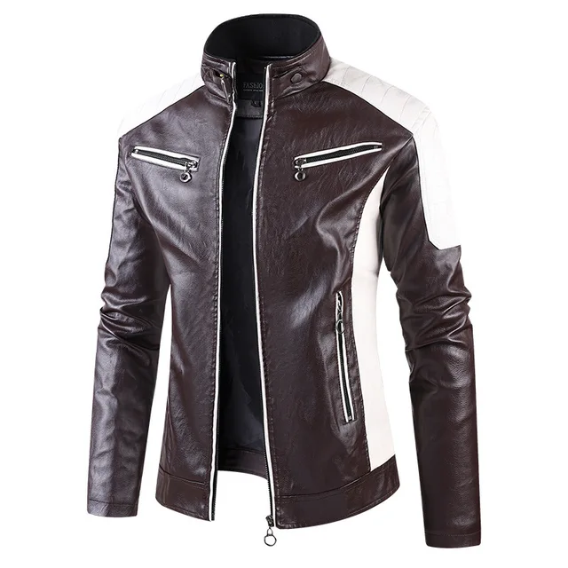 Men Stand Collar Motorcycle Leather Jackets Slim Fit PU Leather Coats Quality New Fashion Male Autumn Casual Leather Jackets 5XL - Image 3