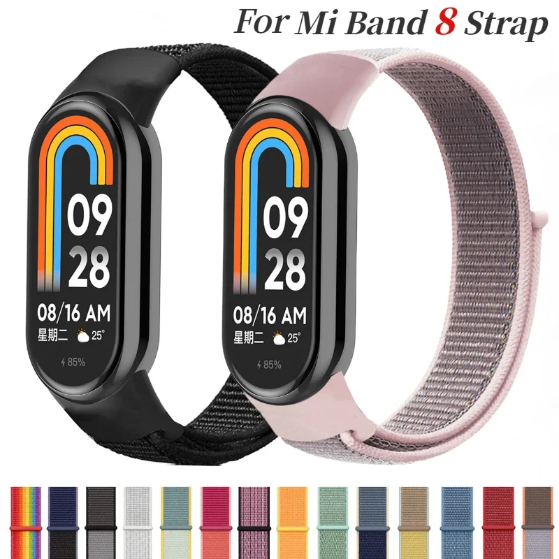 

Ремешок нейлоновый для смарт-часов Xiaomi Mi Band 8, спортивный сменный Воздухопроницаемый браслет для XiaoMi Mi Band 8, аксессуары для часов