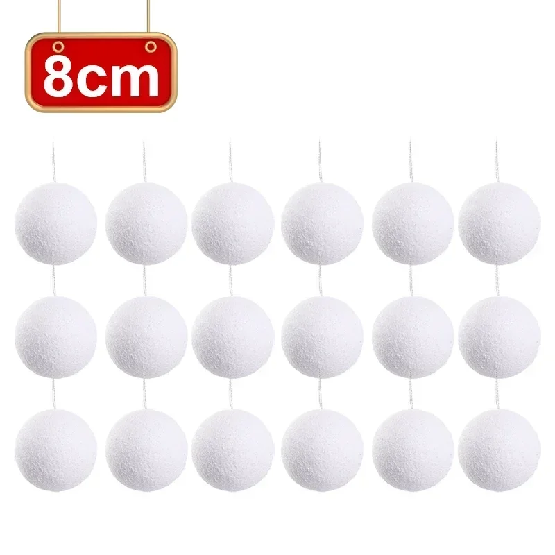 thumbnail image 1 of 40/6 bolas de espuma navideñas, bolas de nieve blancas artificiales, guirnalda de árbol de Navidad, colgante para decoración de bodas y fiestas, 1 of 5