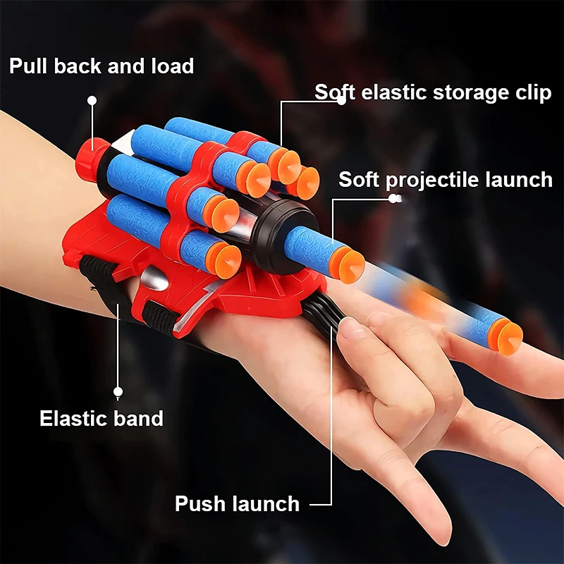 Air Soft Bullet Shooters EVA Spider Web Shooters Toy Spider Anime Web Shooters Wrist Role-play Toys Set