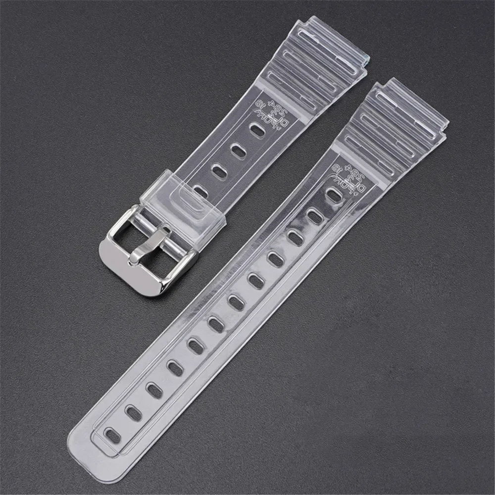 Transparent Waterproof Resin Watch Band with 18mm Rubber Sport Strap