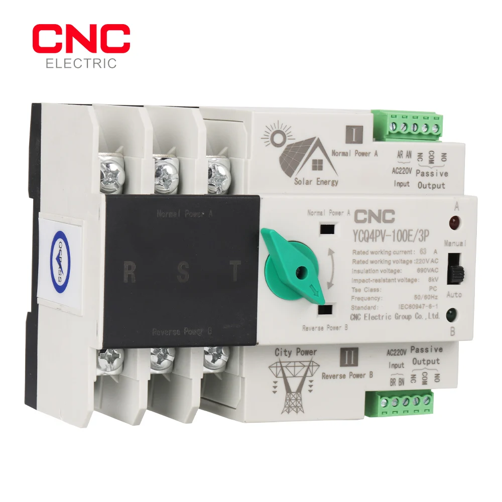 태양광 발전의 안정성을 높이는 CNC 2P Din 레일 ATS PV 인버터