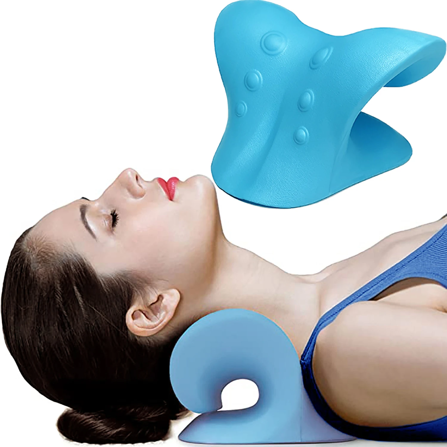 Cervical Traction Device For Spine Alignment Chiropractic Pillow For TMJ And Headache Relief