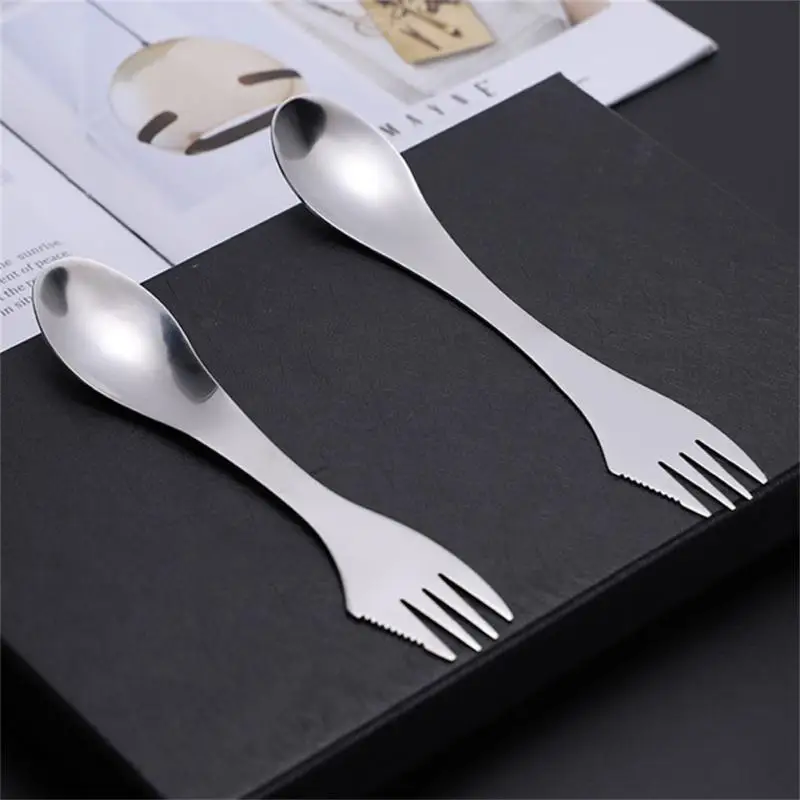 Titanium 3 in 1 Fork Spoon Spork Cut Set Outdoor Dual-purpose Camping Cutlery