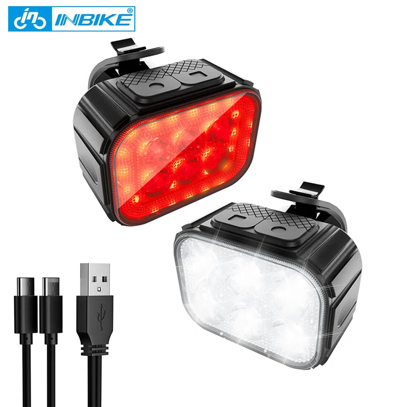 INBIKE Bike Lights Set Bicycle Front and Rear Light Rechargeable Mountain Road Bicycle MTB Led