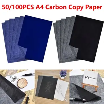 50/10 Pezzi Carta Carbone Artigianale Monofacciale A4, Carta da Tracciare Riutilizzabile per Disegno e Trasferimento, Forniture per Ufficio