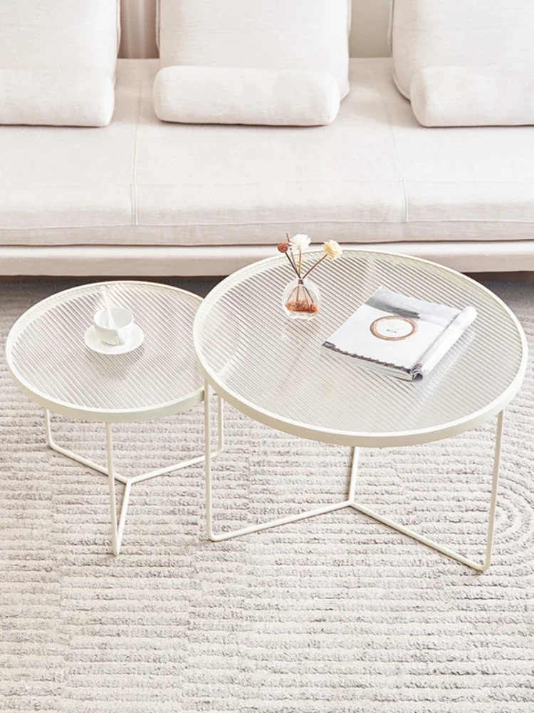 

Changhong glass coffee table living room home simple modern small table cream wind online celebrity round coffee table