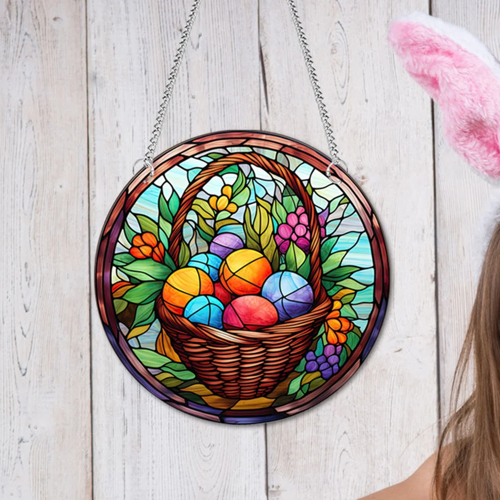 

2 Pcs Rabbit Egg Pendant Easter Window Hanging Stained Ornament Double Sided Festival Scene Decor Prop Decoration Acrylic Door