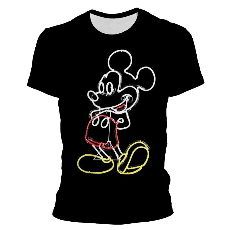 

2024 New Summer 3D Print Cartoon Anime Mickey Mouse T Shirt Men Streetwear Casual Women Short Sleeve Tops