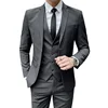 Suit (Blazer+ Vest + Pants) Men's Business Gentleman Fashion Slim Work Solid Color Plus Size Fair Dress Wedding Best Man Suit 1