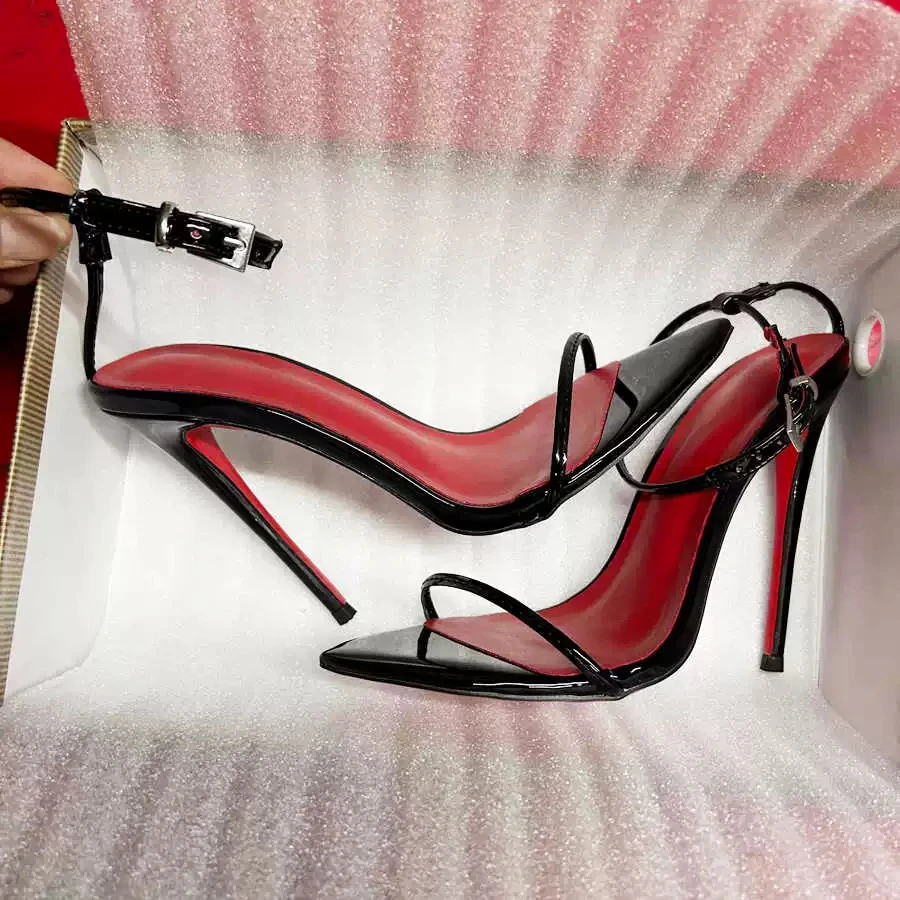 Talons Scene Strass Rouge - Taille 8M, Bout Ouvert, Neufs Sans Boîte (défauts Mineurs)