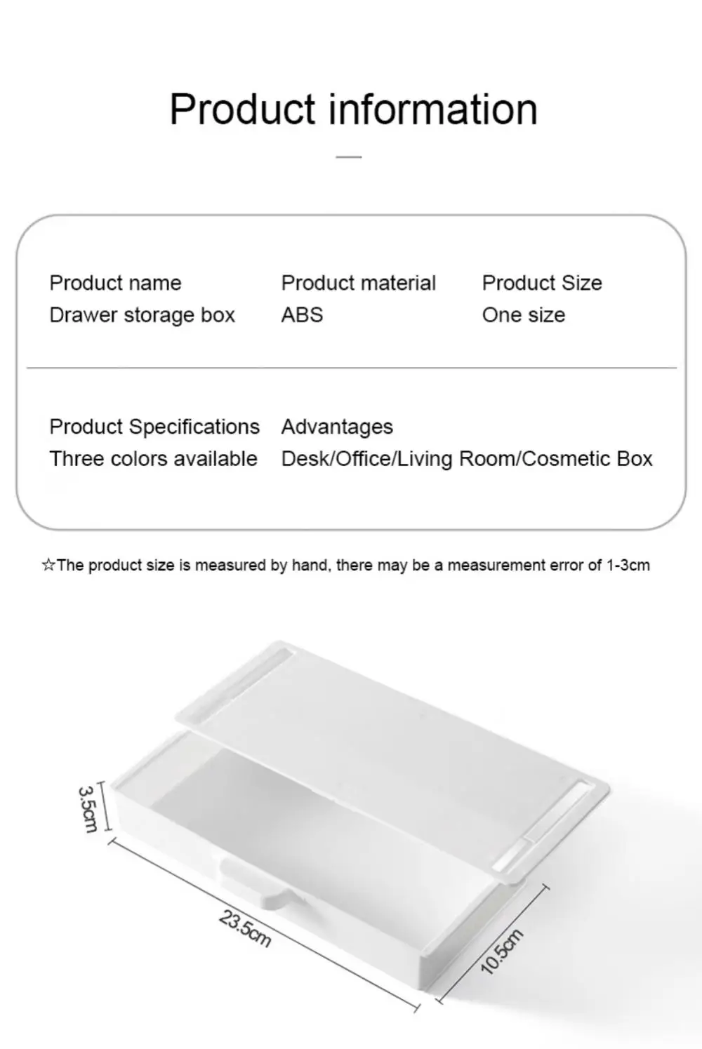 Description Picture 4 of itemPlastic Self-Adhesive Storage Box Makeup Stationery Storage Organizer Case For Under Desk Storage Drawer Organizer Boxes