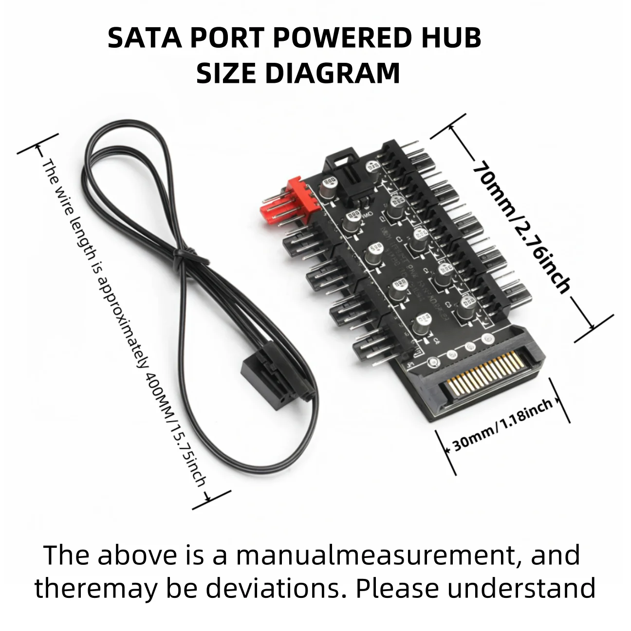 110 PWM 팬 허브 4핀 SATA 전원 PC 팬 분배기 10포트 4핀 PWM 팬 컨트롤러 (컴퓨터 케이스 CPU 냉각 팬용)