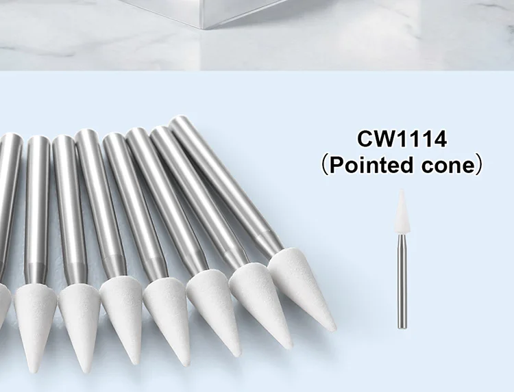 3 Boxen AZDENT Dental Weißer Polierstein Polierer Weißer Sandstein Schleifkopf FG Bohrer Flammenkegel Runde Form Zahnmedizin – Detail 2