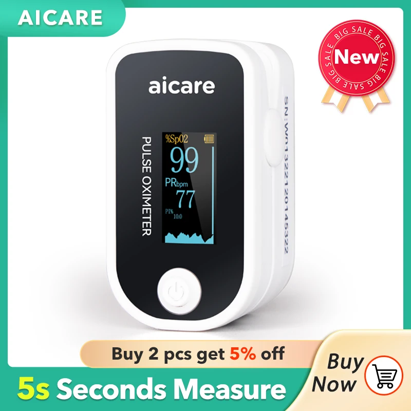 Пульсоксиметр AICARE цифровой педиатрический для измерения пульса и уровня кислорода в крови