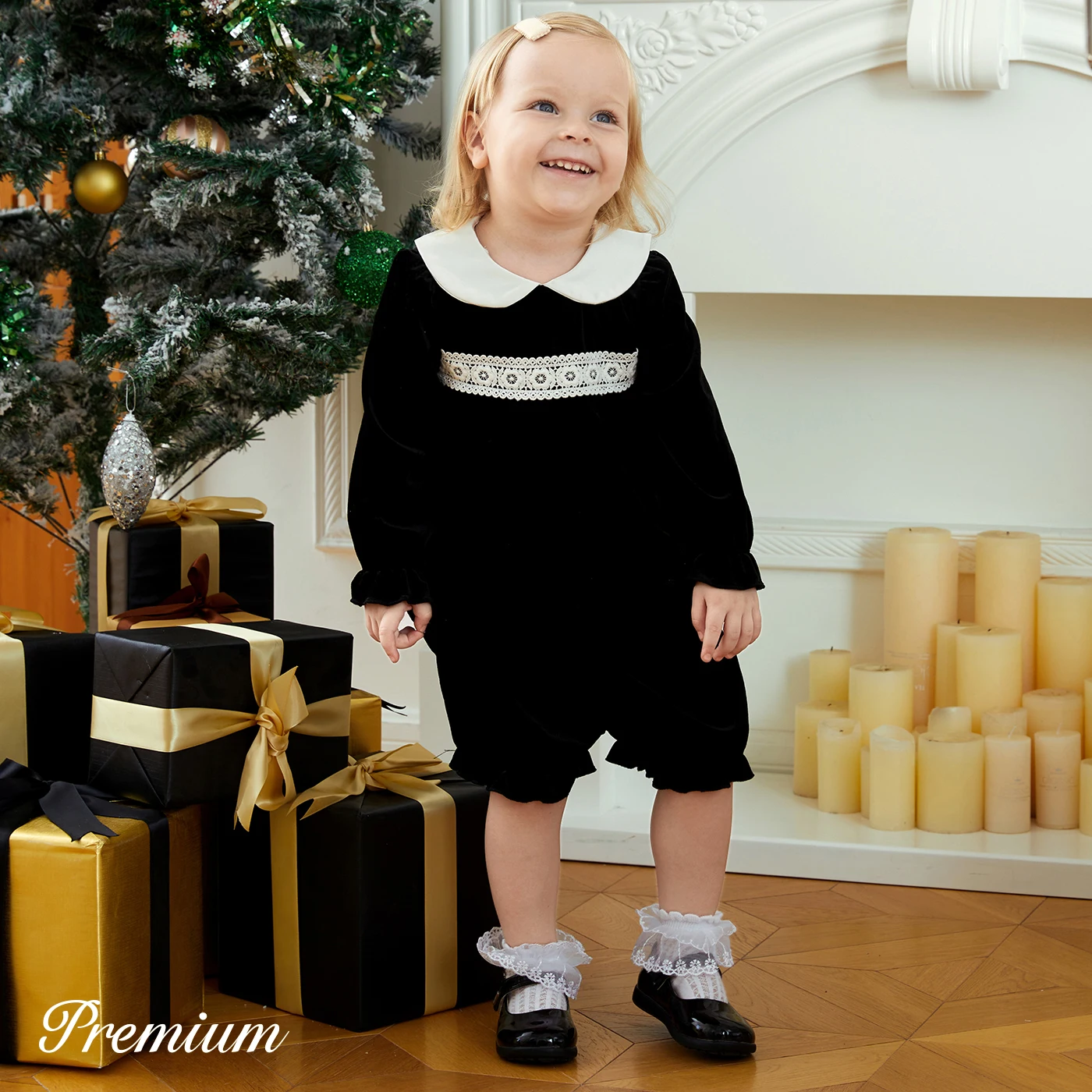 

PatPat 2pcs Baby Girl Halloween Solid Color Elegant Set with Lapel