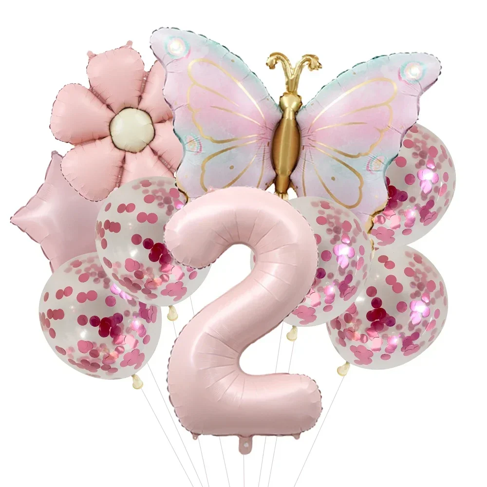 Pink Butterfly Foil Balloons for 5th Birthday and Themed Celebrations