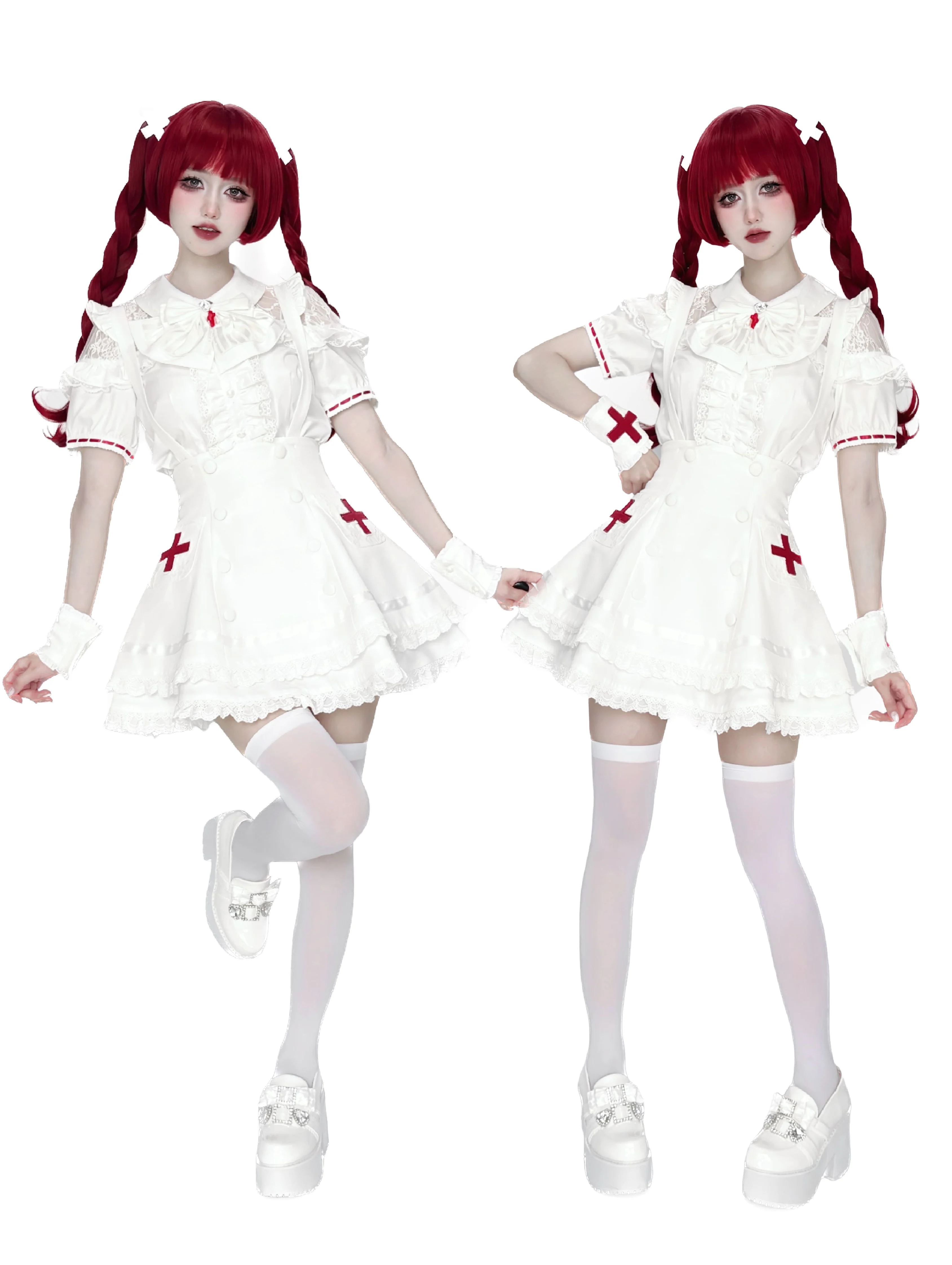 Women's White Gothic Lolita Two-Piece Set