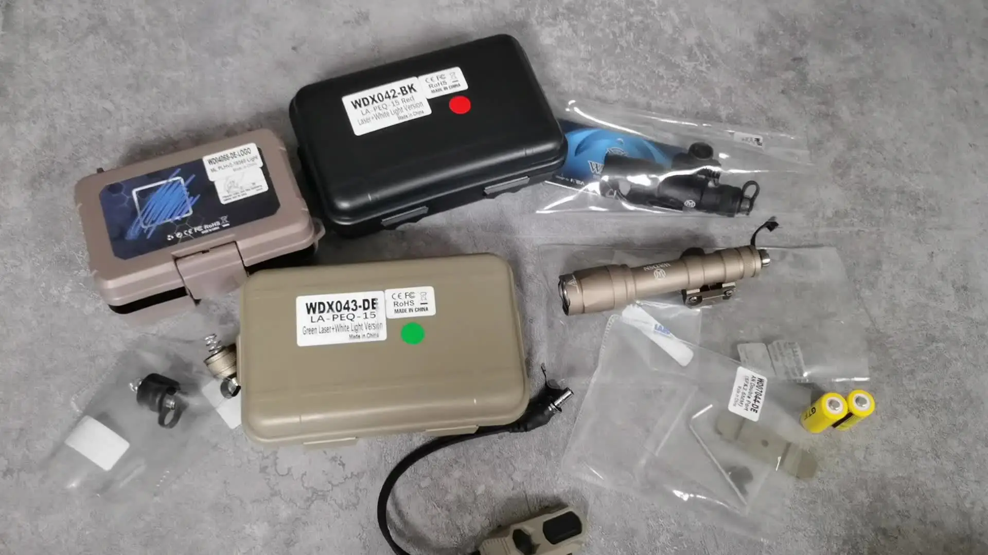 Тактический набор фонариков PLHv2 Wadsn LA-5B PEQ15 Красный Синий Зеленый Точечный Лазер