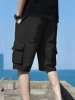 US Oversized  5XL Summer Solid Shorts Men Big Size Social Elastic Waist Men Shorts Outwear Black Beach Chubby Cargo Shorts 6