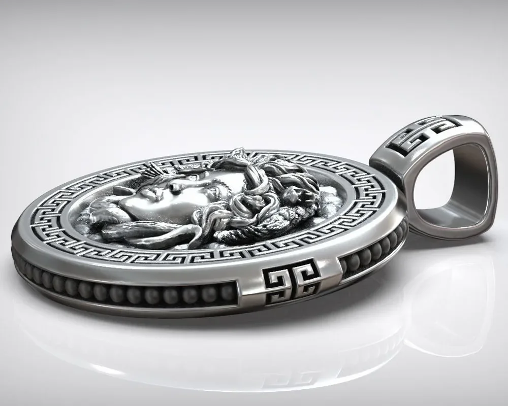 19g Medusa Gorgona Head Snake Ancient Greece Antique Pendant  Customized 925 SOLID STERLING Silver High Trendy