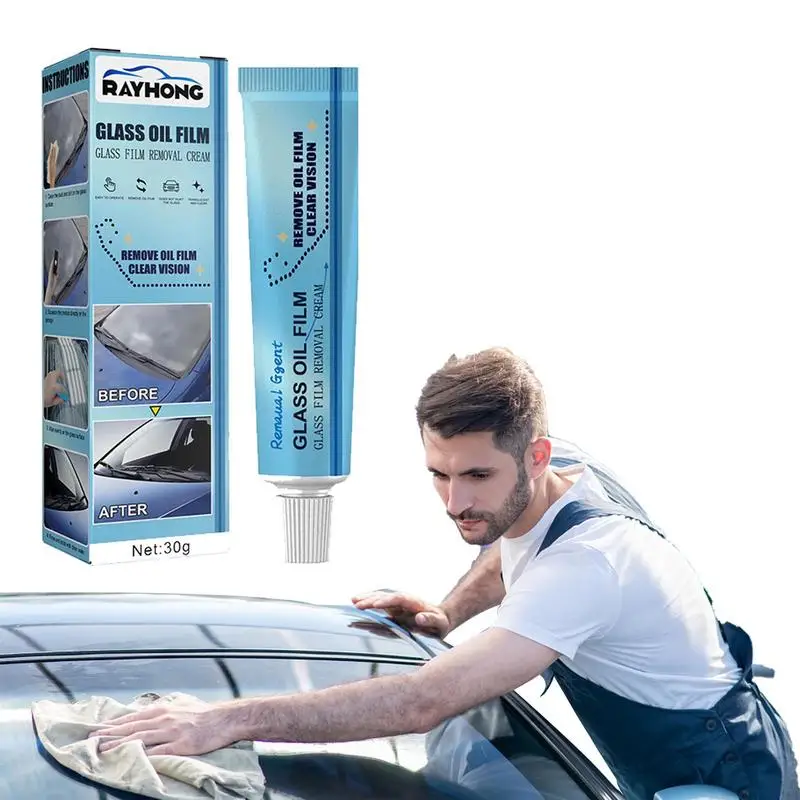 

30g Glass Oil Film Remover Long-lasting Auto Glass Film Coating Agent Rainproof Anti-fog Polish Agent for windows mirrors