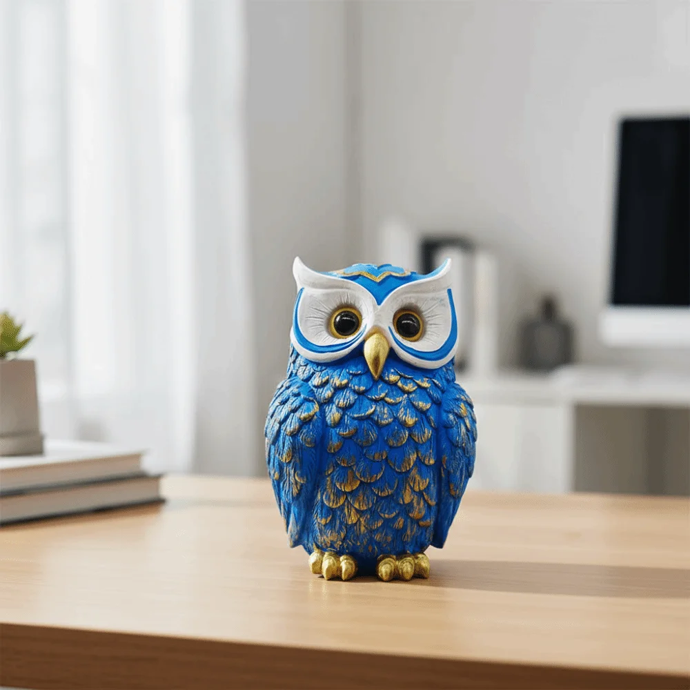 Europe Style Cute Owl Statue Decorative Resin Crafts Animal Statue Vintage Owl Figurine Office Table