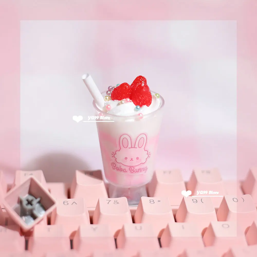 Personalizado Bonito Sobremesa Sorvete Copo Keycap Teclado Mecânico Tridimensional Kawaii Keycaps Menina Rosa r4 Keycap Peças - Imagem 5