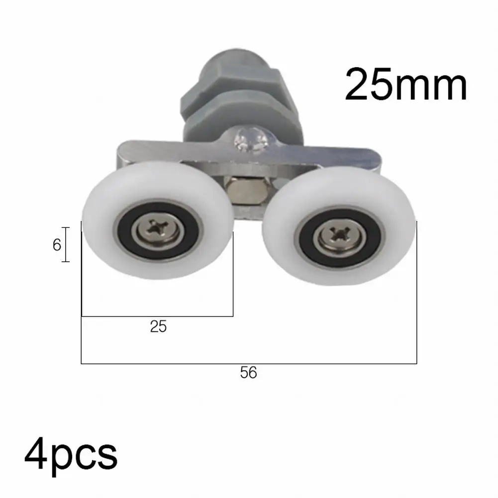 Wheels Shower Door Rollers Sliders Smooth Tool Twin Bottom Wear-Resistant 19/23/25/27mm Dia 4pcs Bathroom Household