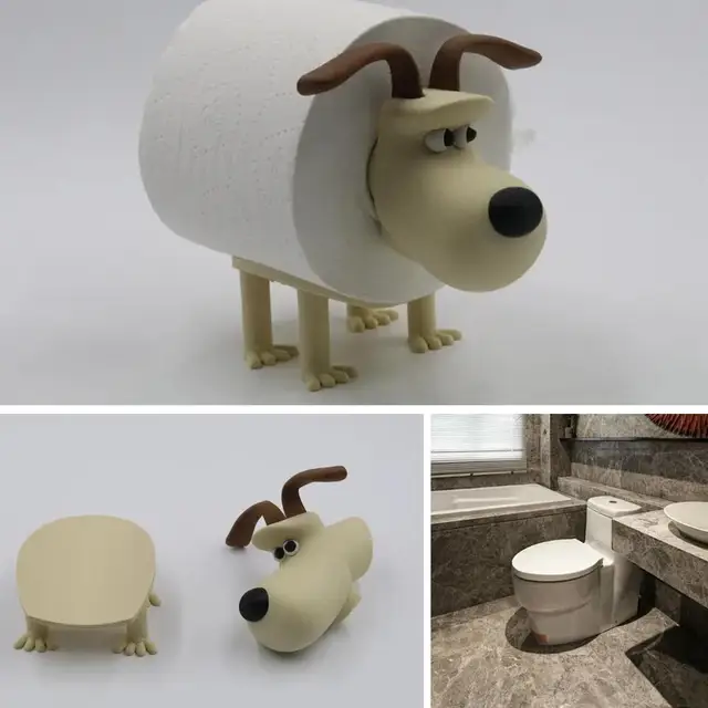 1 pz Portarotolo per Portarotolo per Cuccioli Divertente Portarotolo per Portarotolo per Portarotolo per Portarotolo per Cucciolo Nero Stampato in 3D 4