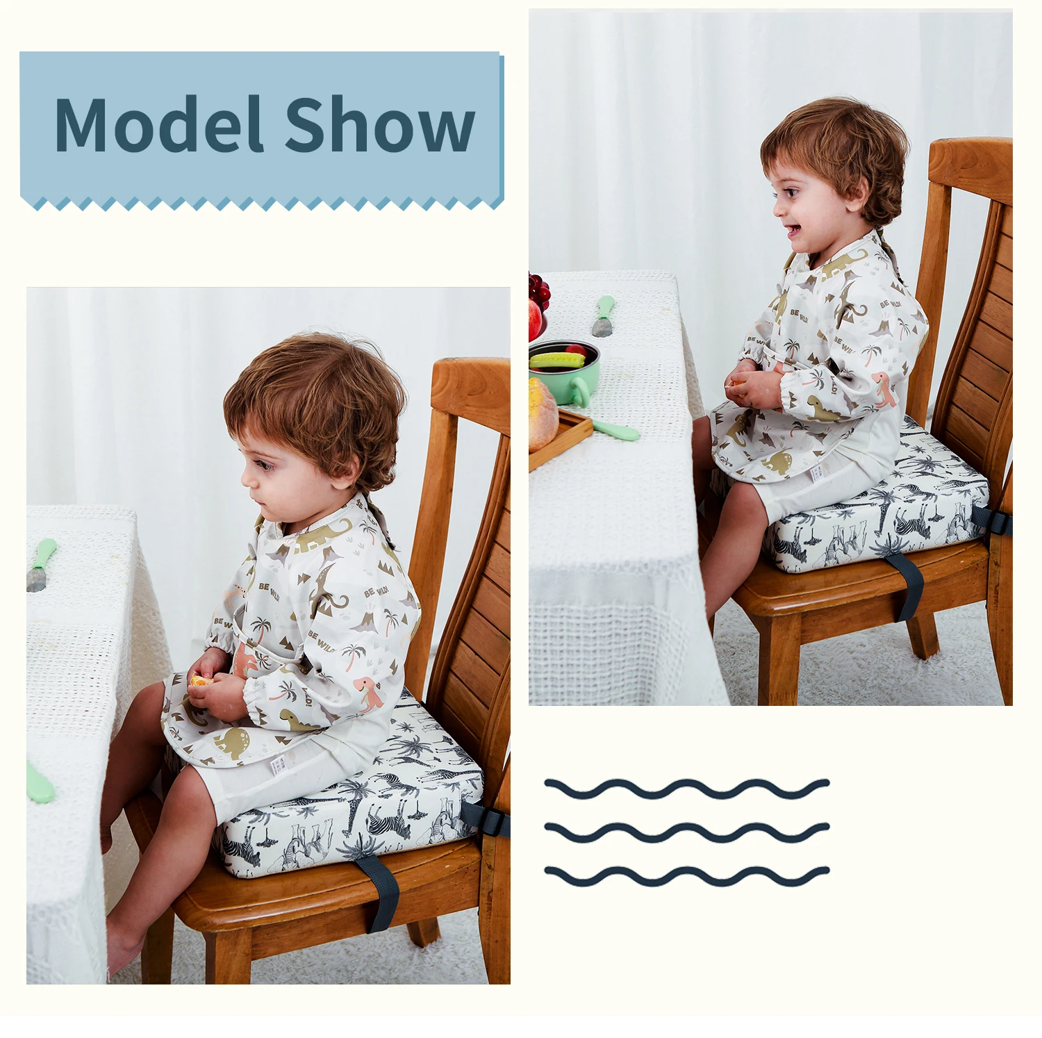 INSULAR Children Increased Chair Pad Baby Booster Seat Portable Kids Dining Heighten Cushion Pram Chair Adjustable Removable baby booster seat
