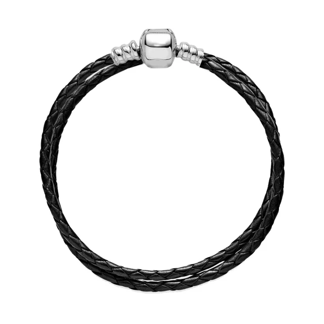 Buy the Designer Pandora 925 Sterling Silver Twisted Leather Strap Charm  Bracelet | GoodwillFinds