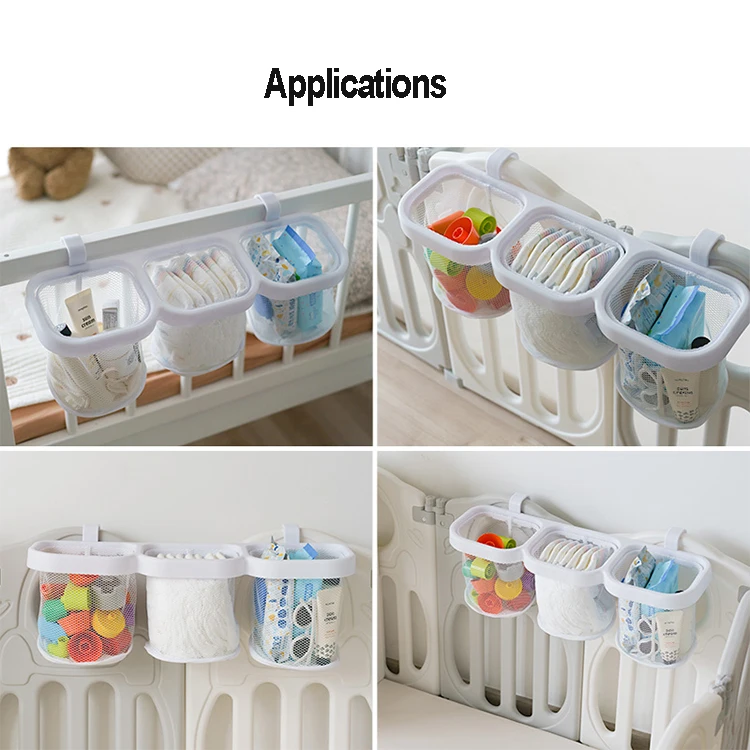 New hanging storage bag with 3 pockets Baby Diaper Caddy and Nursery Hanging Organizers Essentials for Hanging on Crib