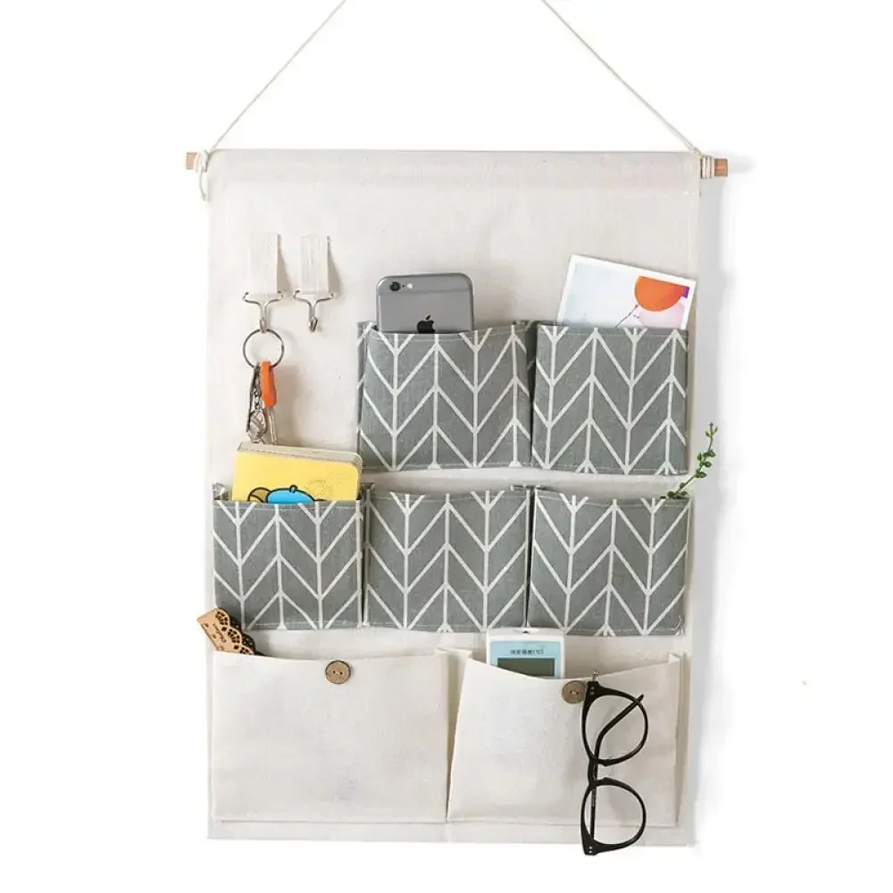 Wall Hanging Storage Bag Fabric Sundry Organizer Multi Layer Door Hanging Pouch Home Essential2024 New Space Saver Holder 6