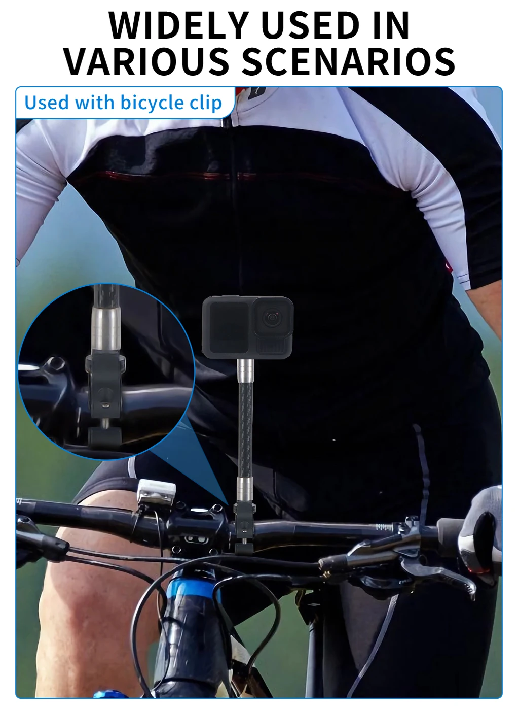 Description Picture 5 of item12mm Carbon Fiber Extend Pole Extension Arm 1/4 Selfie Stick Invisible Rod for Gopro DJI Insta360 Action Camera Helmet FOV Mount