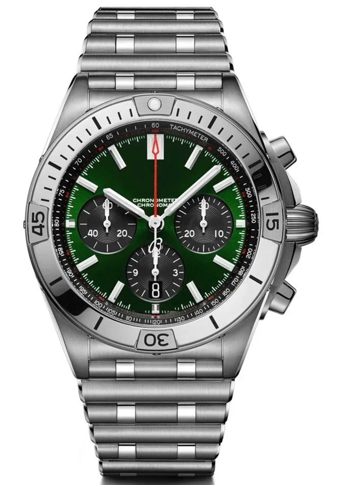 

Luxury New Mens Quartz Chronograph Watch Stainless Steel Bracelet Sapphire Black Blue Green Dial
