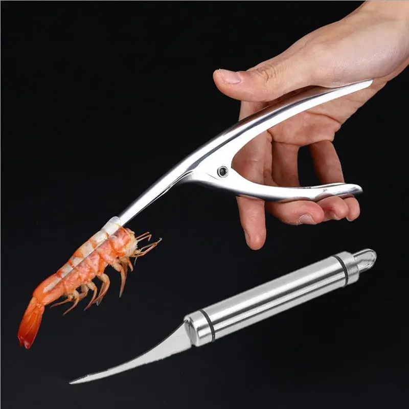 Description Picture 6 of item2pcs Stainless Steel Seafood Tools Shrimp Peeler Prawn Line Cutter Cleaning Shrimp Line Cutter Shell Remover Kitchen Accessories